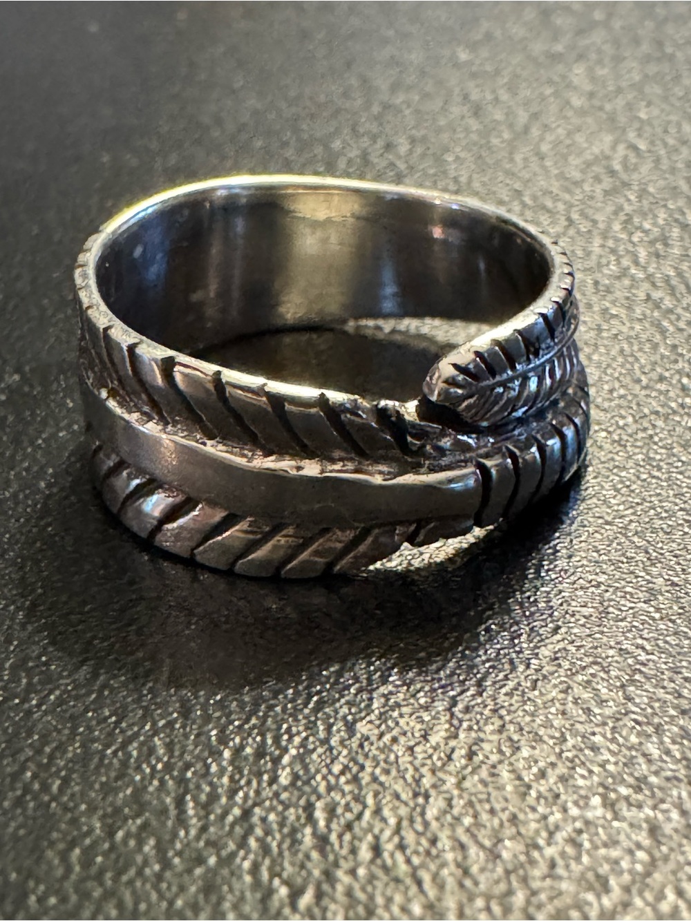 Sterling Silver 925 Wrap Feather Ring Size 8.5
